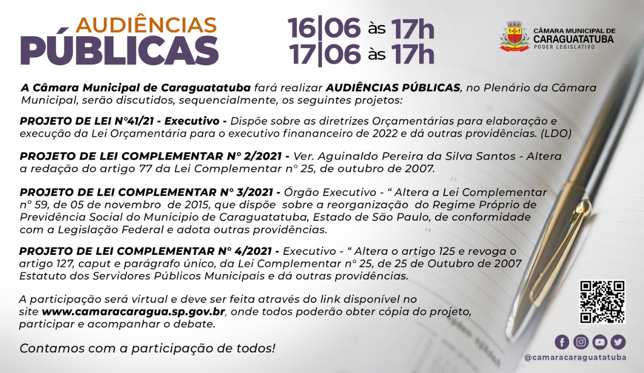 Câmara promove audiências públicas híbridas para discussão de projetos
