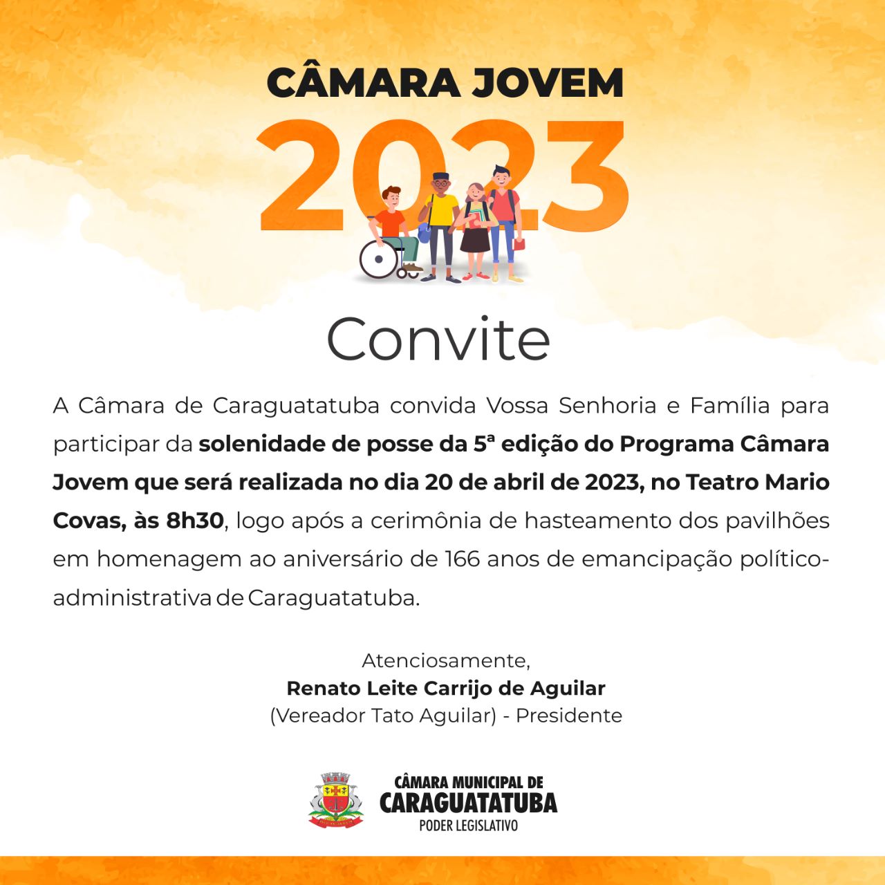 Sessão Solene de posse da Câmara Jovem integra programação de aniversário da cidade