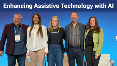 CES Panel: "Enhancing AT with AI": Joe Devon, Daniela Braga, Rebecca Rosenberg, Peter Korn, Marilyn Morgan Westner posing for a photo