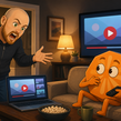Cartoon depiction of Wes Roth admonishing Claude Code for playing YouTube on his TV & Laptop
