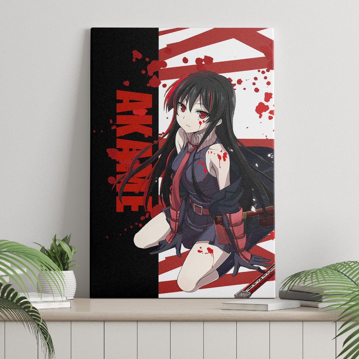 Akame Akame Ga Kill Canvas Wall Art Anime Mix Grunge Blood Style