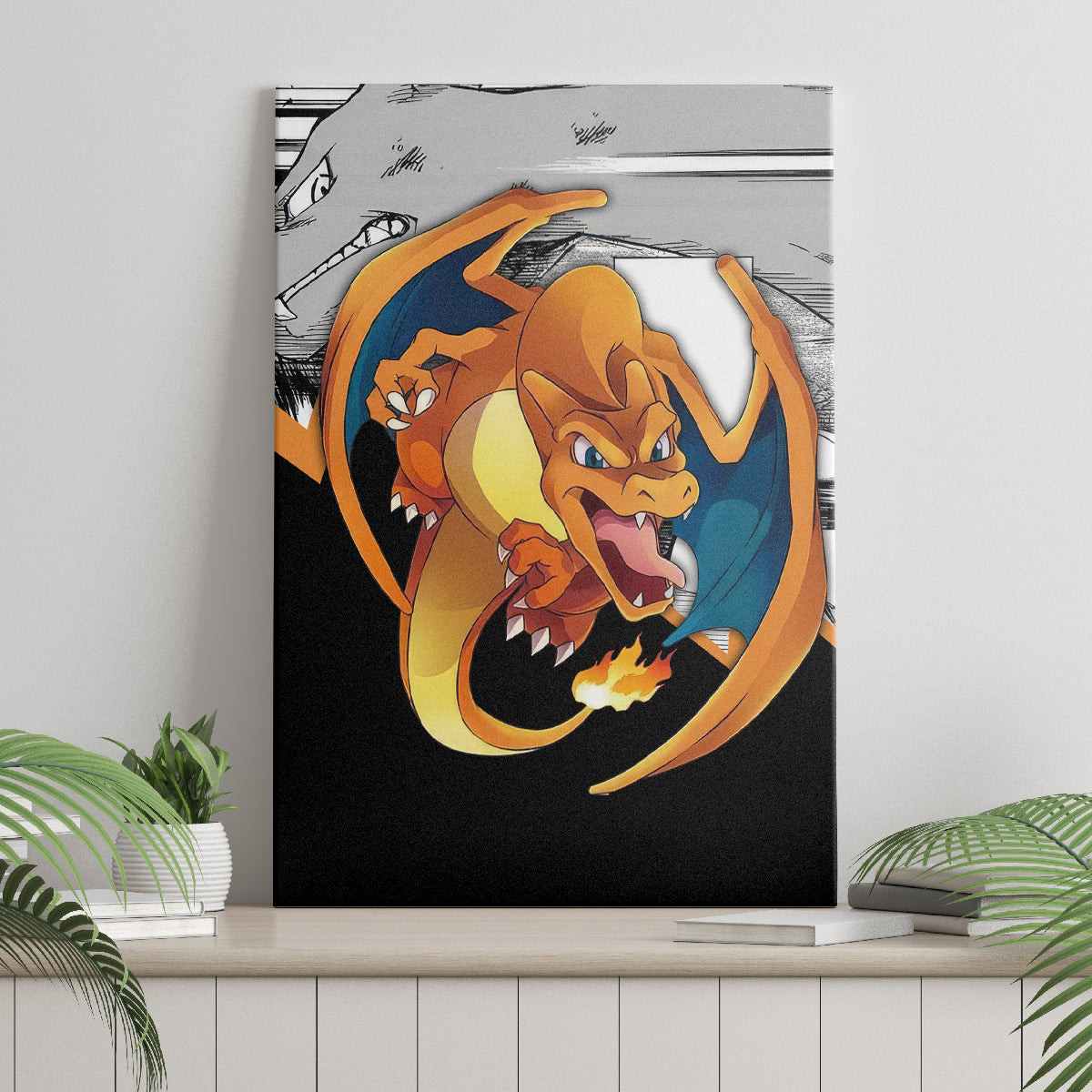 Charizard Mix Manga Canvas Wall Art