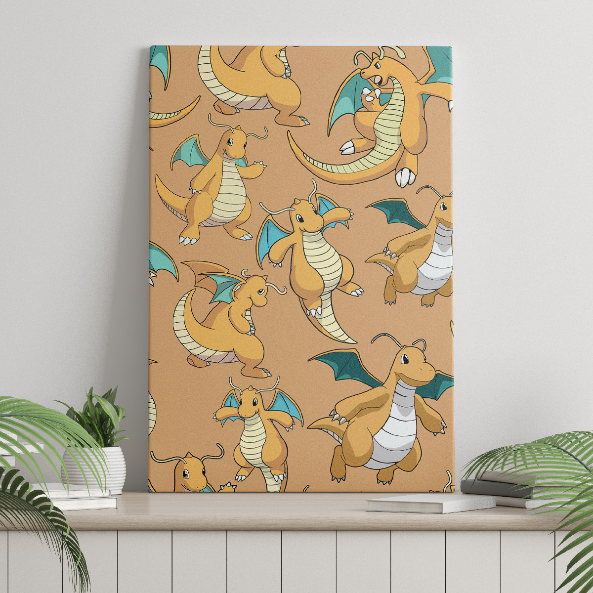 Dragonite Pattern Style Canvas Wall Art