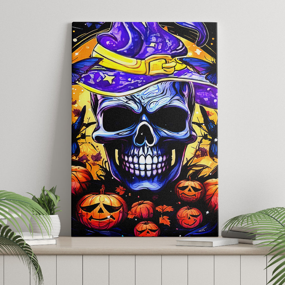 Halloween Skull Canvas Wall Art Please Excuse My Resting Witch Face Dt01