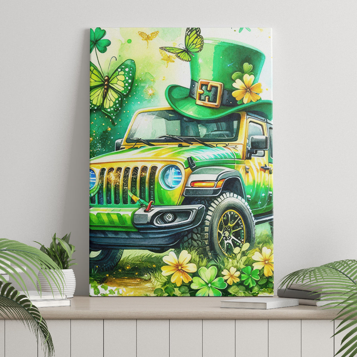 Irish Jeep Canvas Wall Art Jeep Girl Dt01