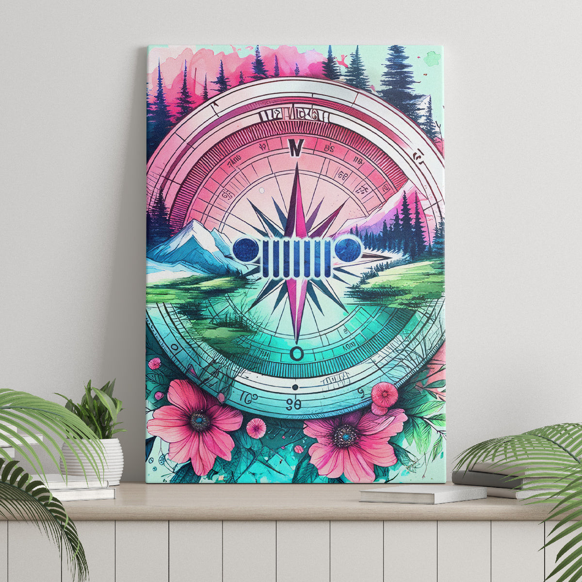 Jeep Life Canvas Wall Art Compass Jeep Dt01