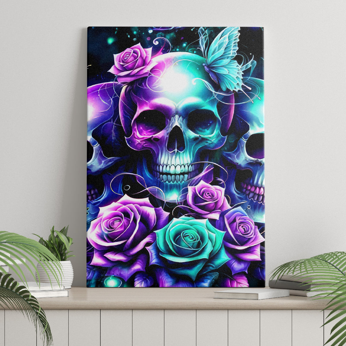 Rose Skull Canvas Wall Art Stuck Between Idk Idc And Idgaf Dt01