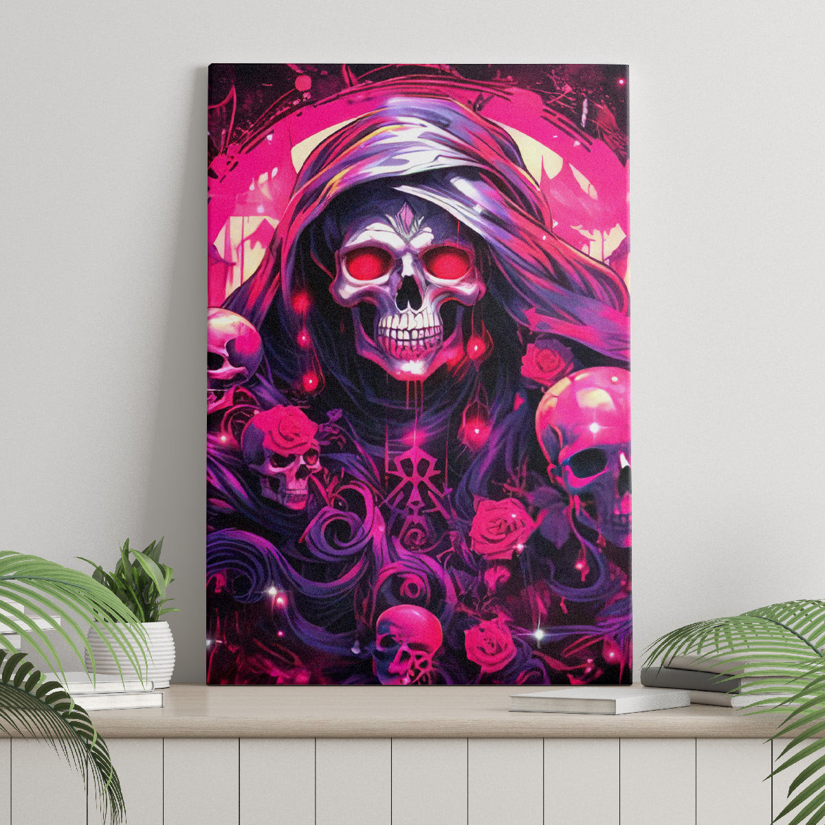 Rose Skull Canvas Wall Art Stuck Between Idk Idc And Idgaf Dt01