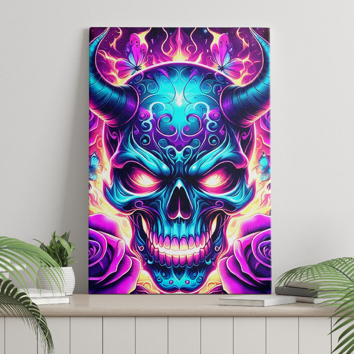 Thunder Skull Canvas Wall Art Love Me Like My Demons Do Dt01