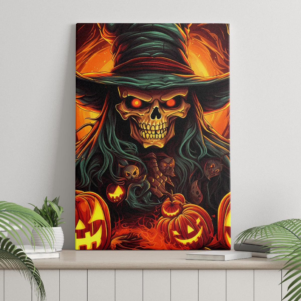 Witch Skull Canvas Wall Art Witches With Hitches Dt01