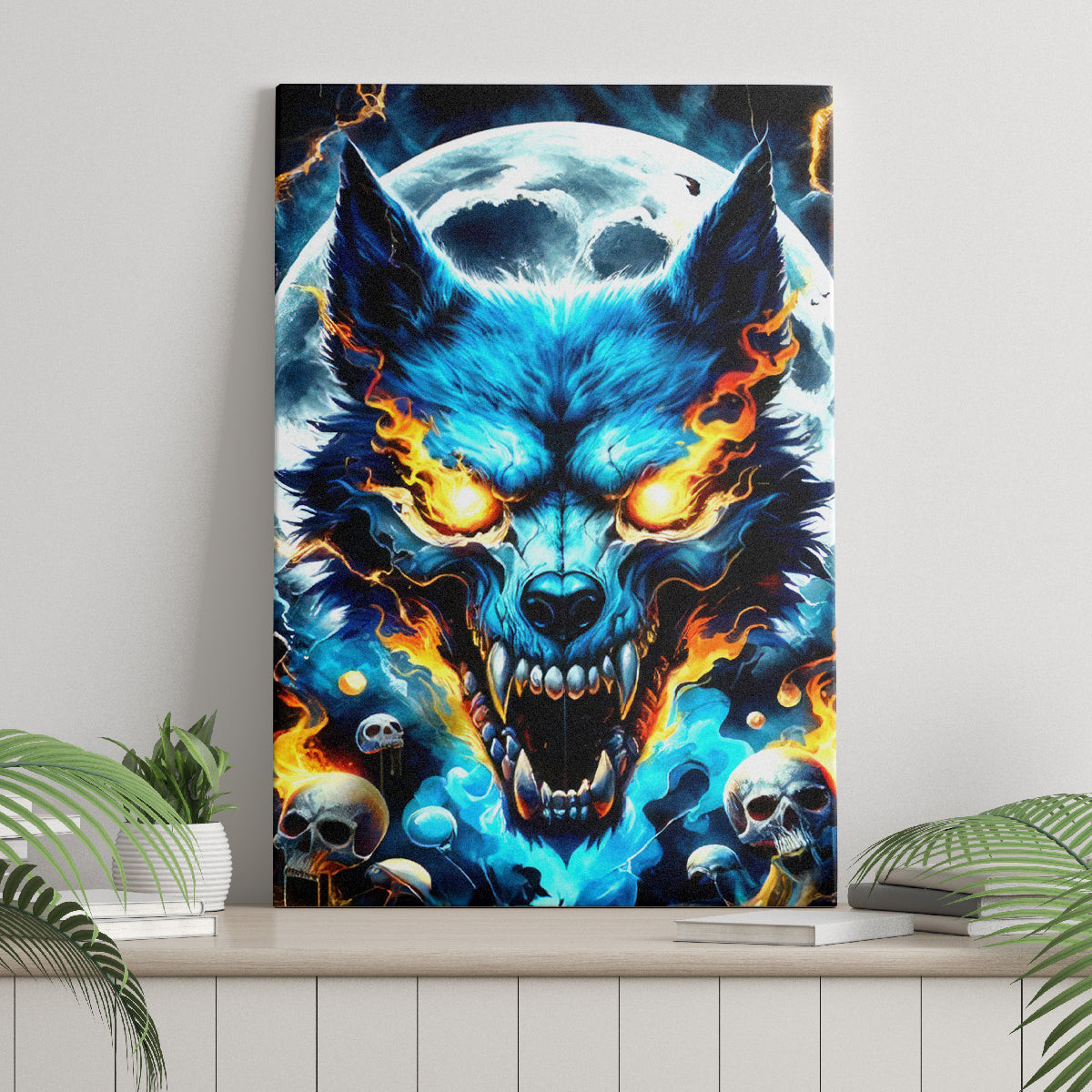 Wolf Skull Canvas Wall Art Born As Human But Wolft At Heart Dt01