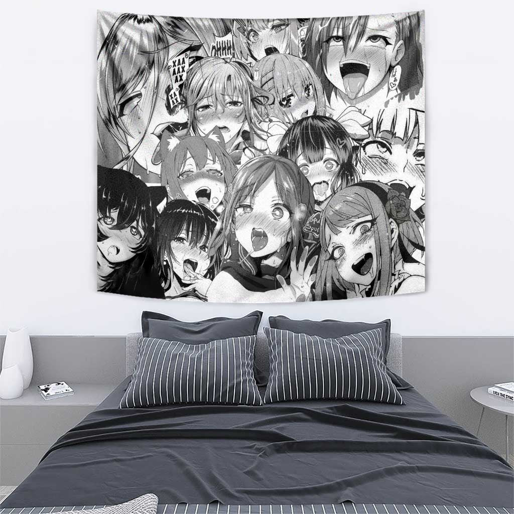 Ahegao Manga Collage Tapestry Anime Style