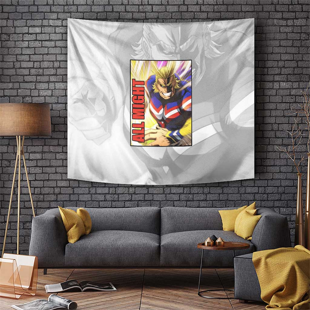 All Might My Hero Academia Symbol Of Peace Tapestry With Bold Pose Anime Style