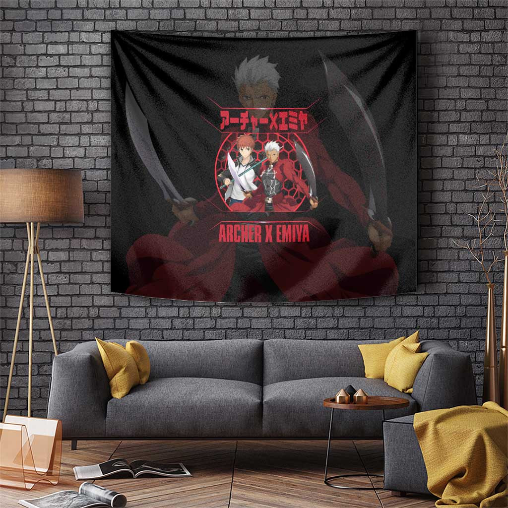 Archer Emiya Fate Stay Night Tapestry With Shadowfire Red Combat Spirit