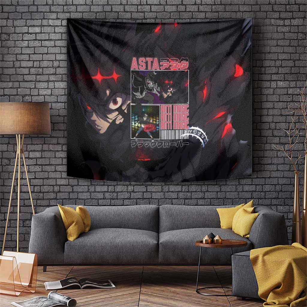 Asta Black Clover Tapestry With Anti Magic Red Grunge Manga Panels