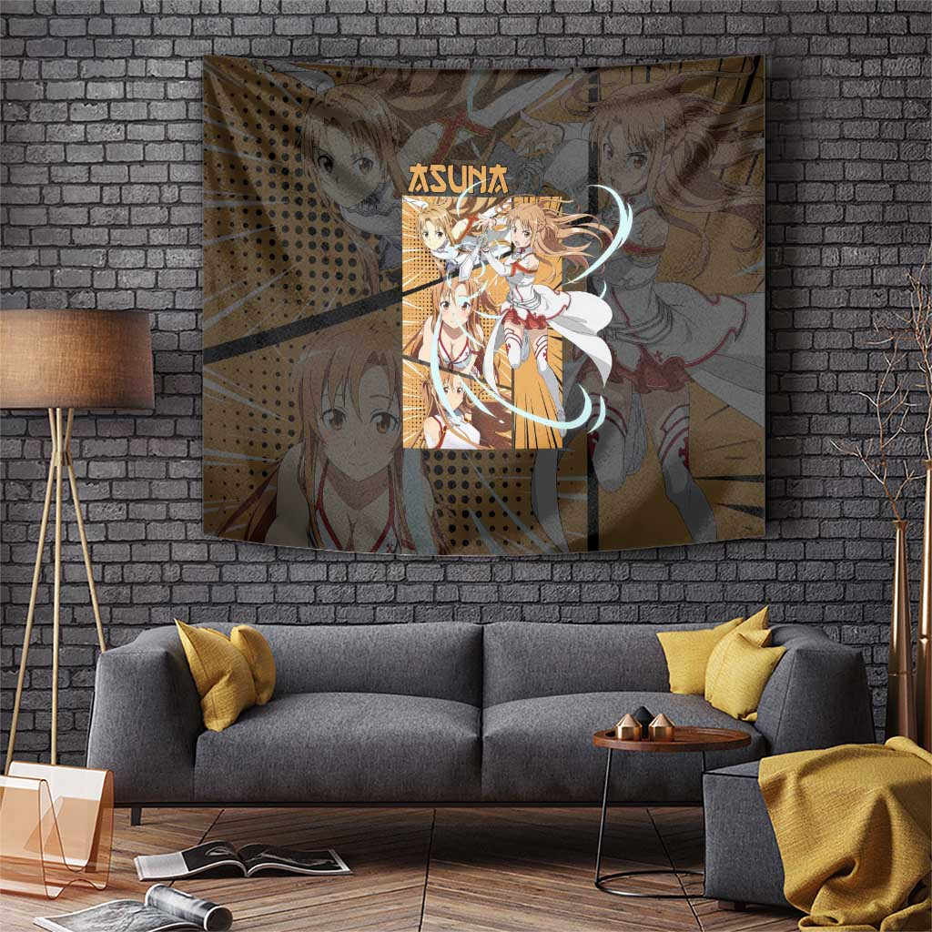 Asuna Sword Art Online Tapestry Flashing Rapier User In Combat Form Anime Style