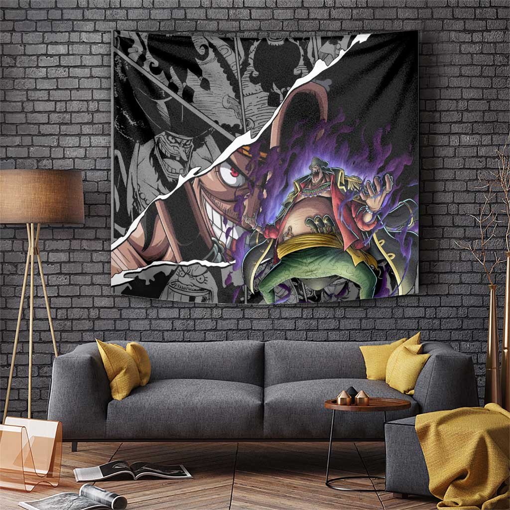 Blackbeard One Piece Tapestry With Dark Aura And Yami Yami No Mi Power Design