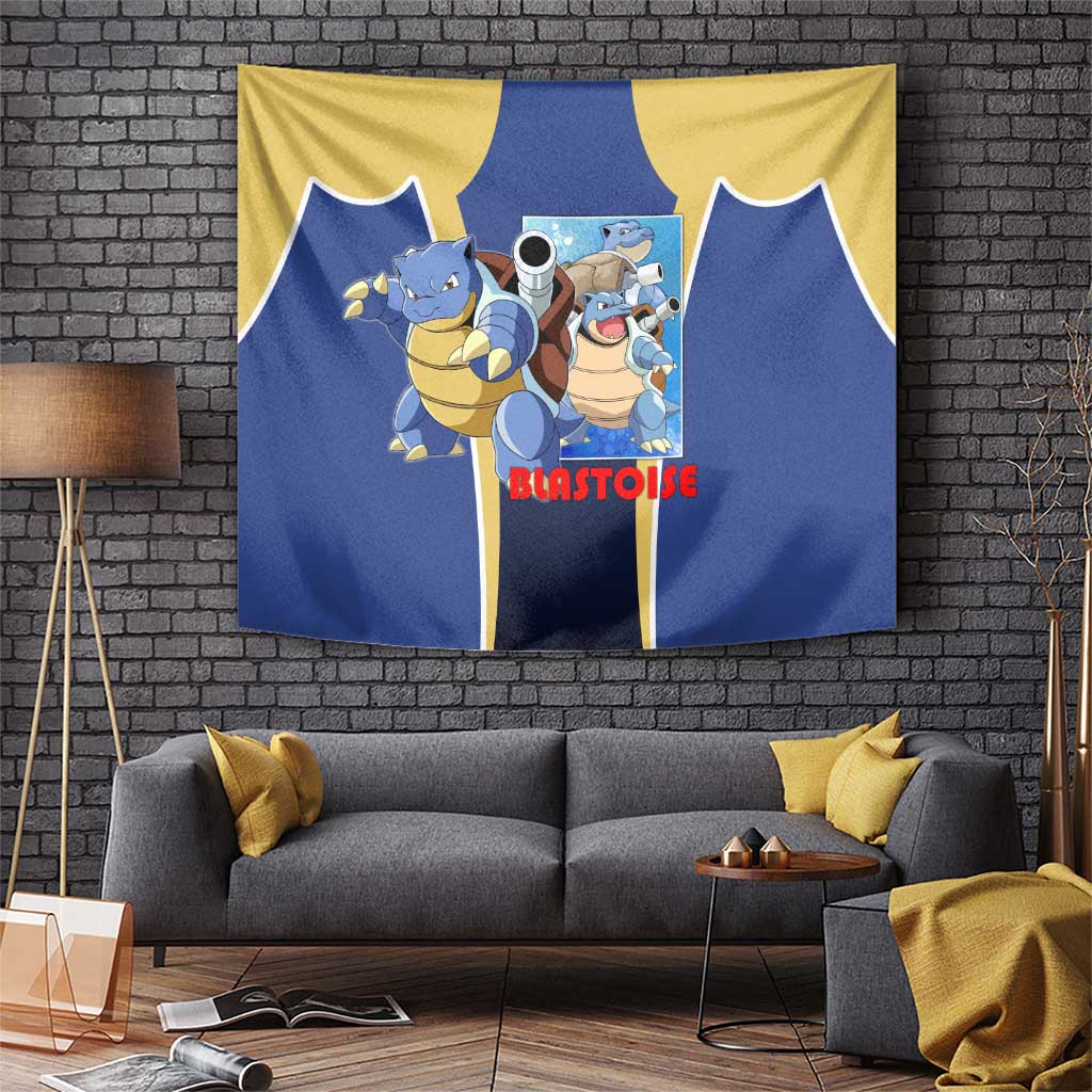 Blastoise Blue Tapestry With Hydro Pump Graphic And Shell Cannon Artwork