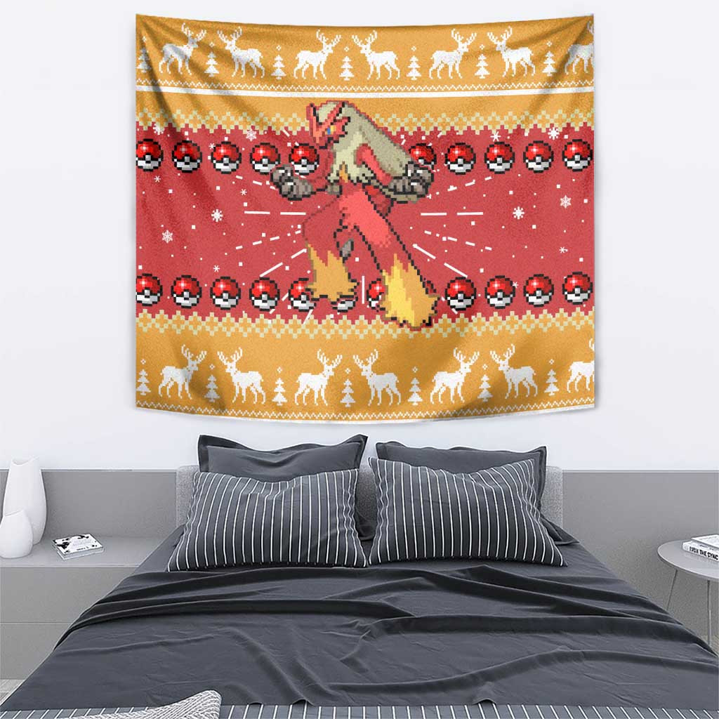 Blaziken Pokemon Tapestry Anime Pixel Christma Pattern Style