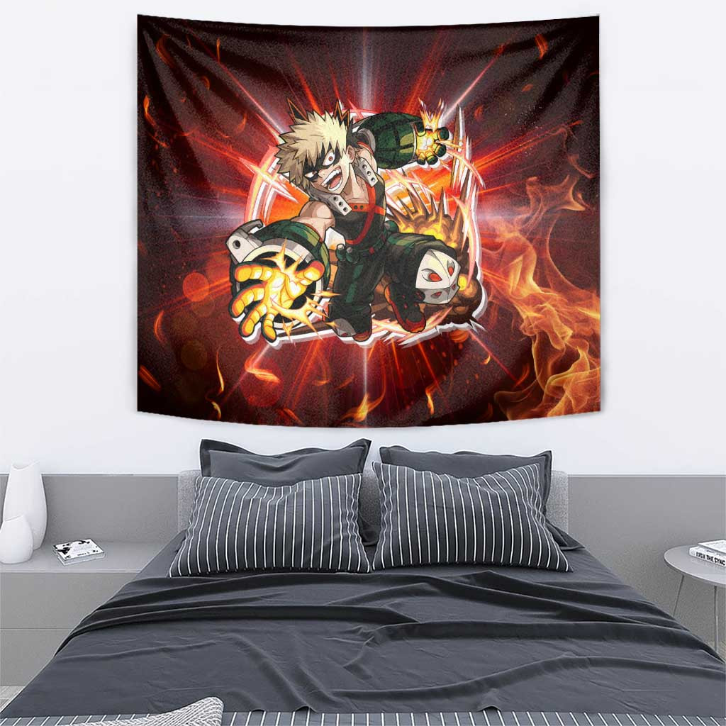 Blazing Bakugo My Hero Academia Tapestry Anime Style