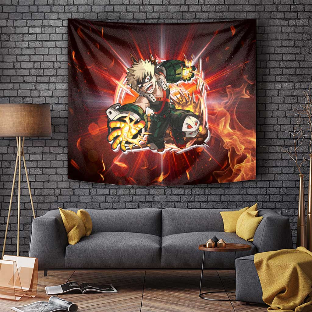Blazing Bakugo My Hero Academia Tapestry Anime Style