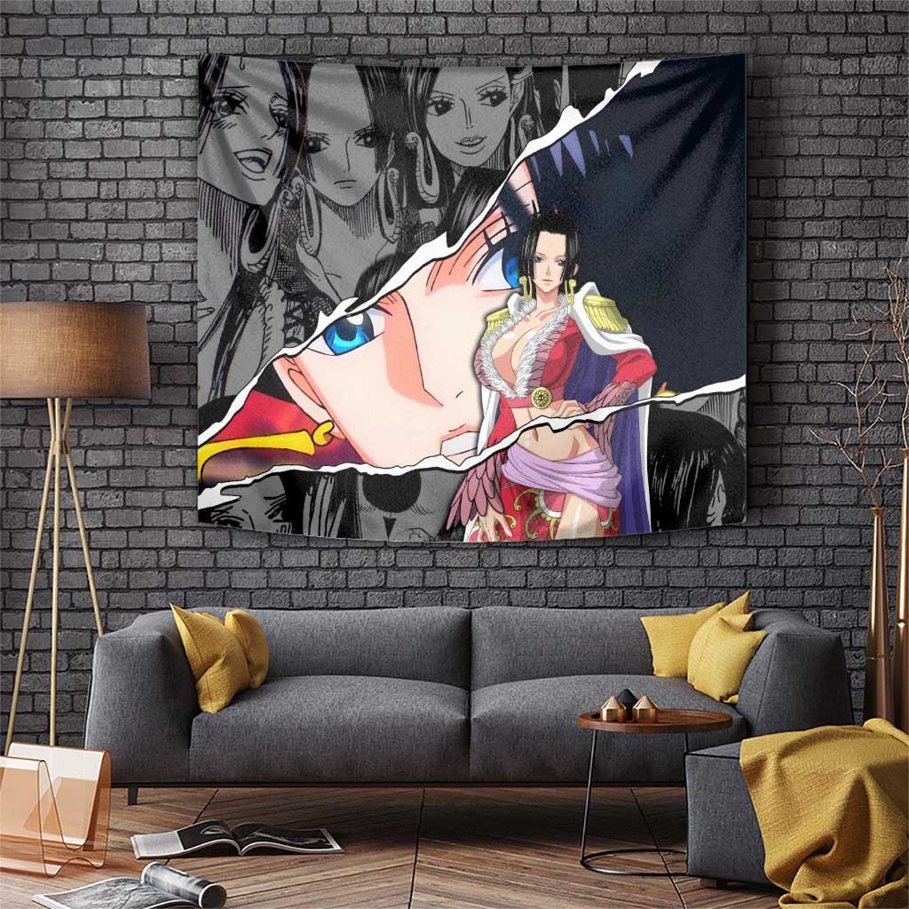 Boa Hancock One Piece Tapestry With Manga Collage Background Pirate Empress Design