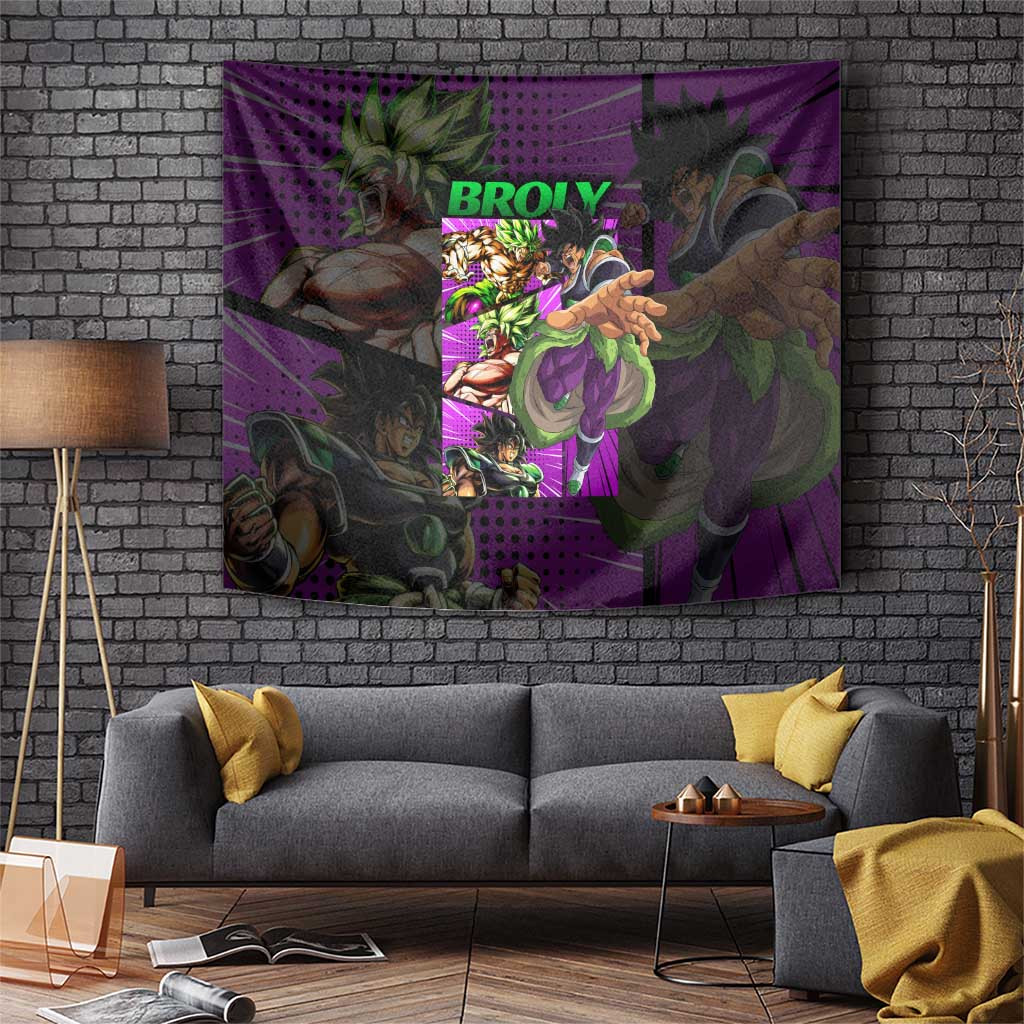 Broly Dragon Ball Furious Saiyan Tapestry With Green Aura Anime Style
