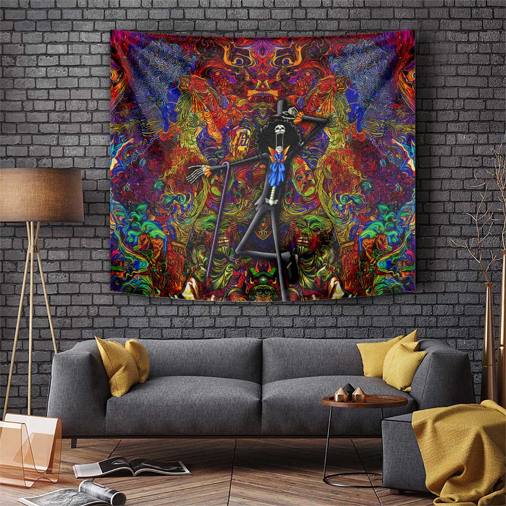 Brook One Piece Tapestry With Colorful Psychedelic Skeleton Background