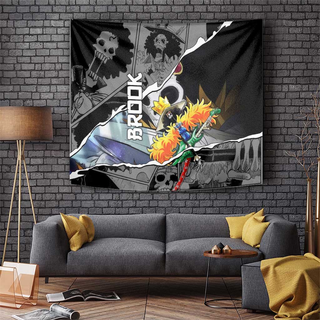 Brook One Piece Tapestry With Skull Theme And Soul King Guitar
