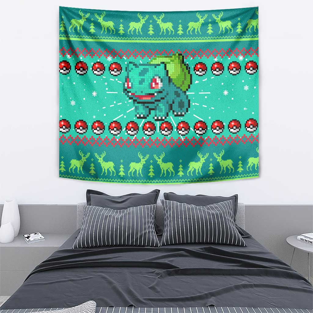Bulbasaur Pokemon Tapestry Anime Pixel Christma Pattern Style