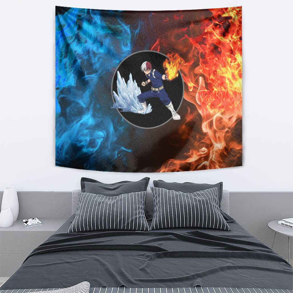 Burning Fire Shoto My Hero Academia Tapestry Anime Style