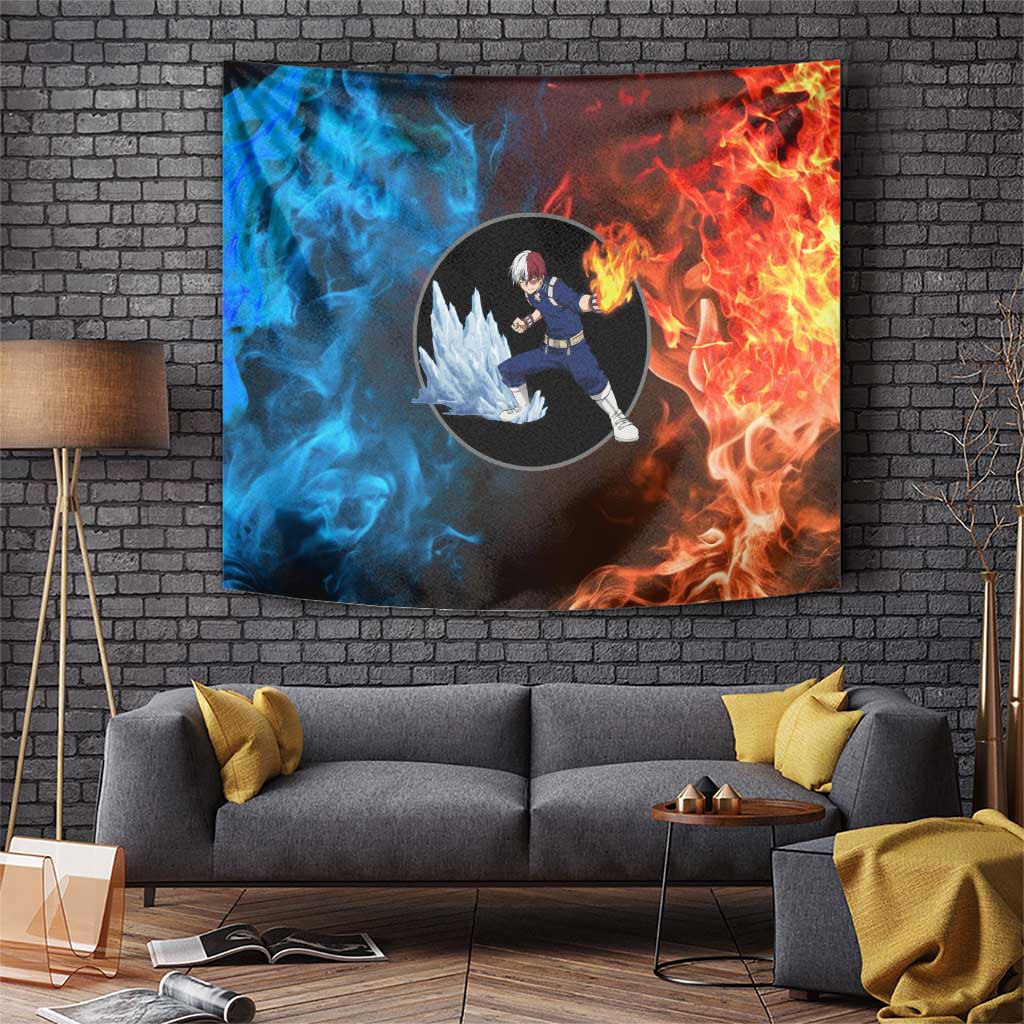 Burning Fire Shoto My Hero Academia Tapestry Anime Style