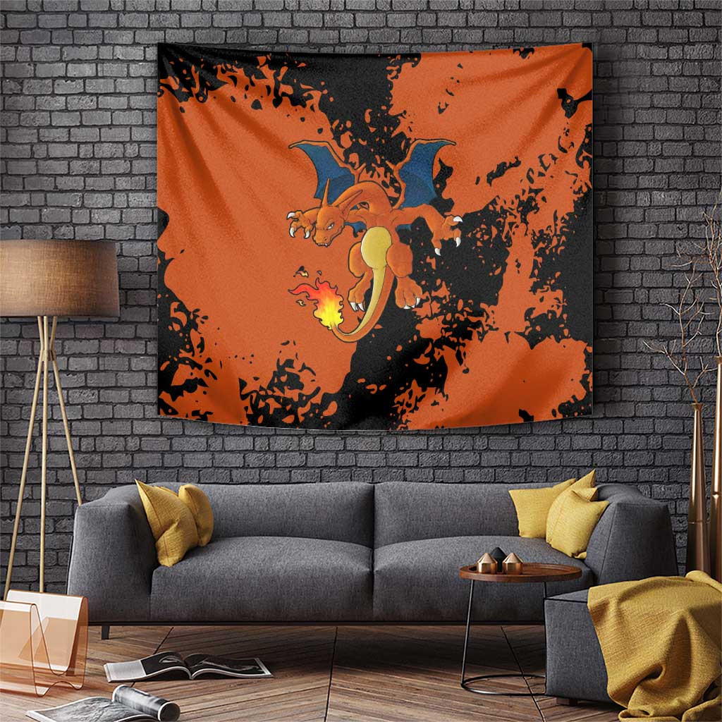 Charizard Poke Tapestry Fire Breathing Dragon Poke Japan Anime Style