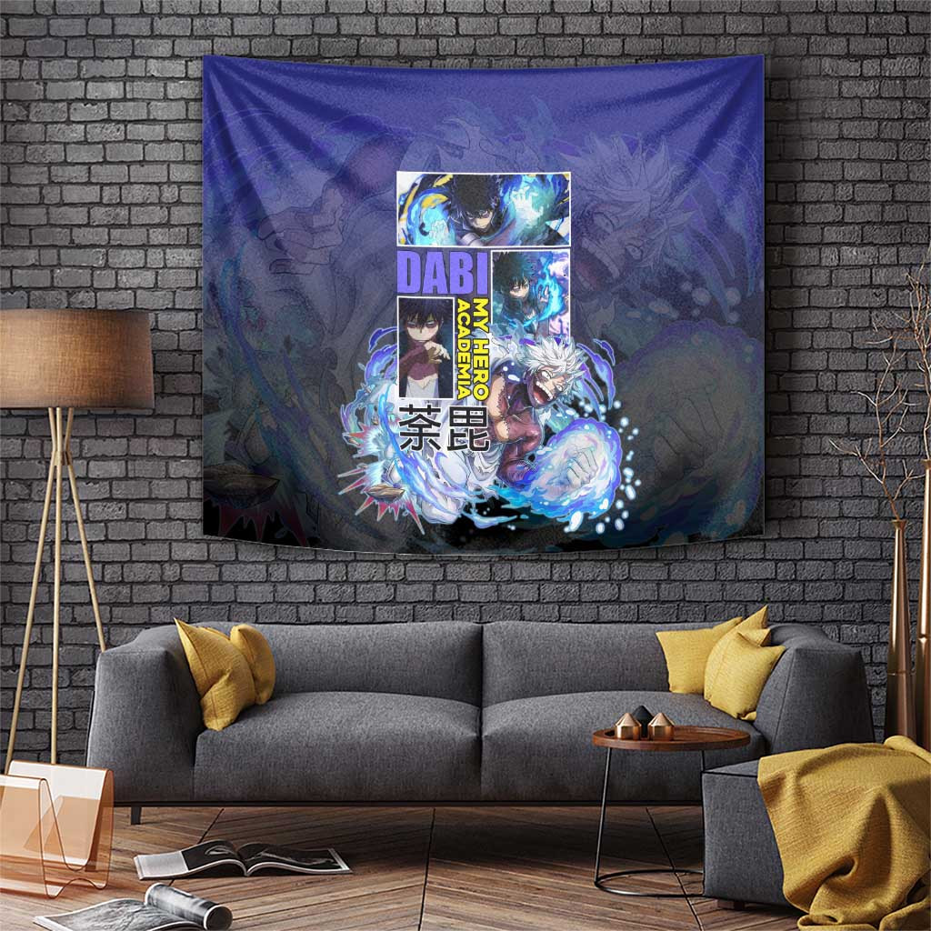 Dabi My Hero Academia Tapestry Blue Flame Villain Dark Gradient Style