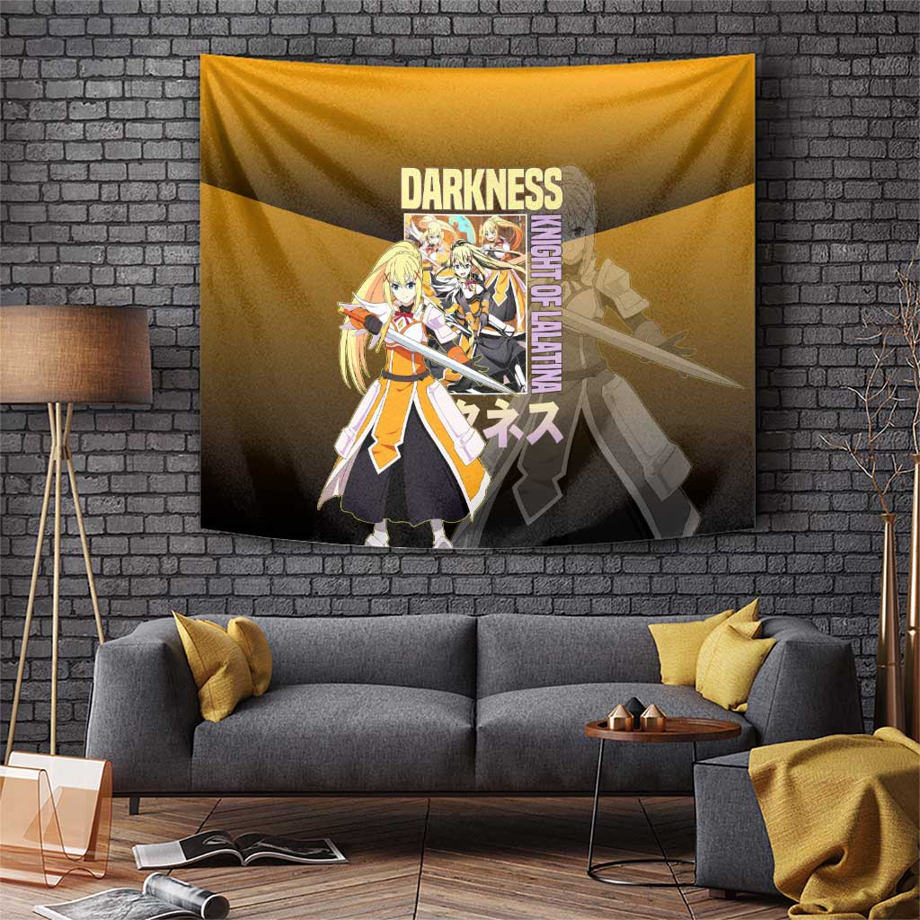Darkness Knight Of Lalatina Tapestry With Brown Gradient And Konosuba Anime Design