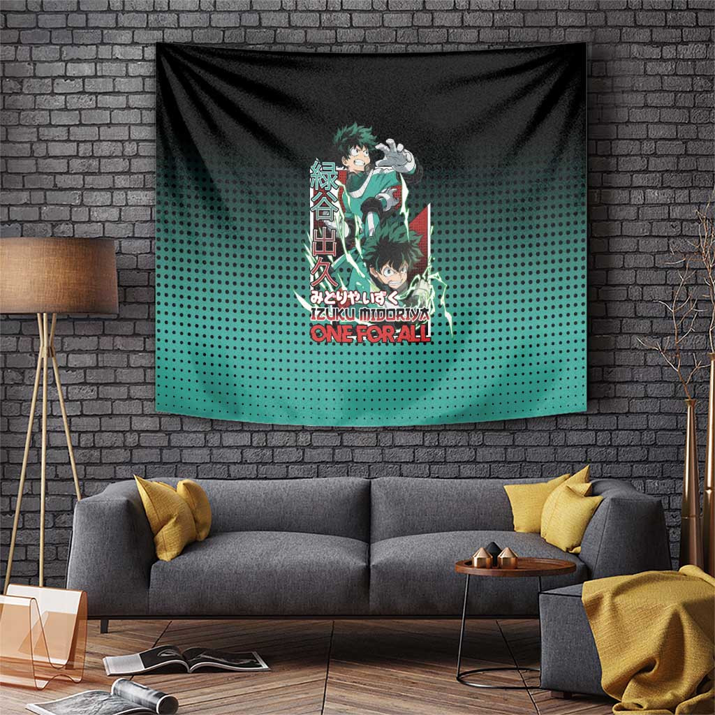 Deku My Hero Academia Tapestry With Emerald Energy Burst Design