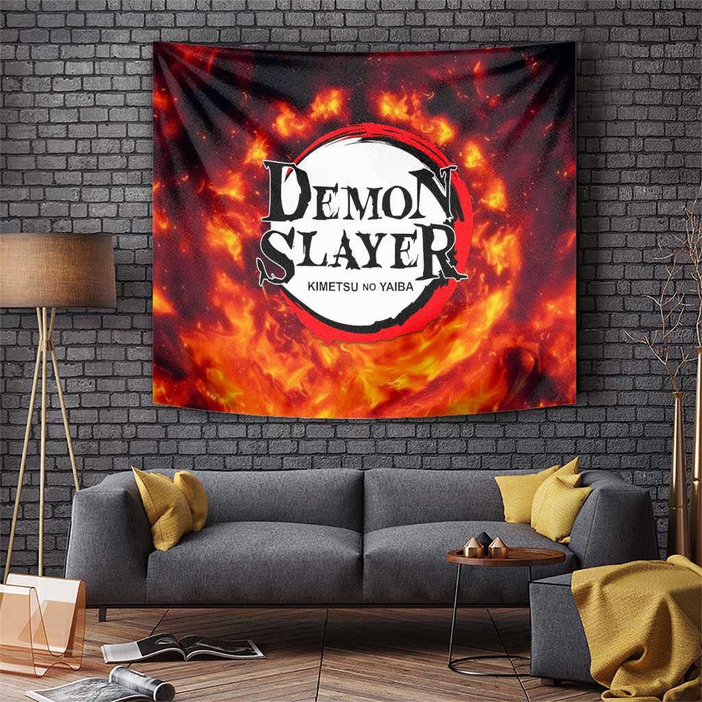 Demon Slayer Tapestry With Flame Hashira Rengoku Kyojuro Fire Design And Anime