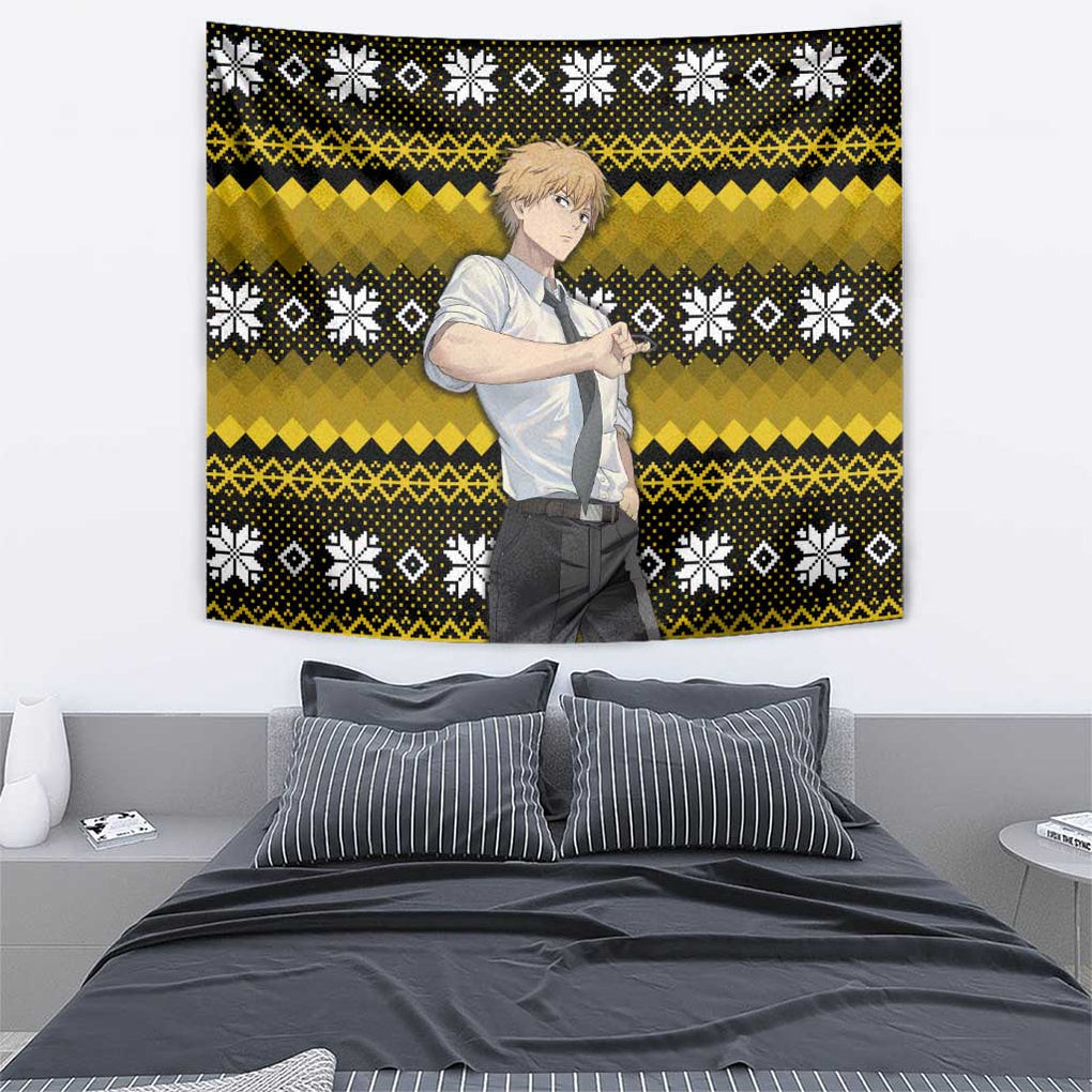 Denji Chainsaw Man Tapestry Anime Mix Christmas Style
