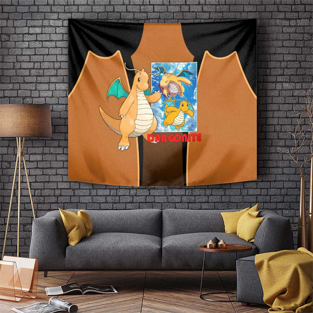 Dragonite Tapestry With Flying Scene And Dragon Type Design