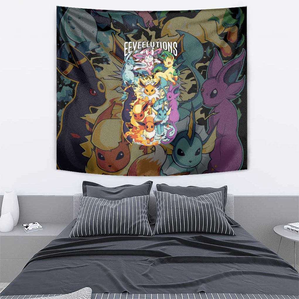 Eeveelution V2 Pokemon Tapestry Anime Style