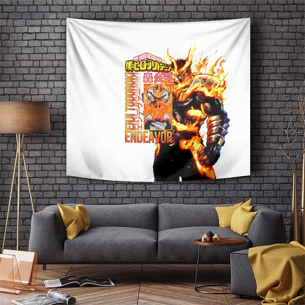 Endeavor My Hero Academia Tapestry Fire Power White Orange Style