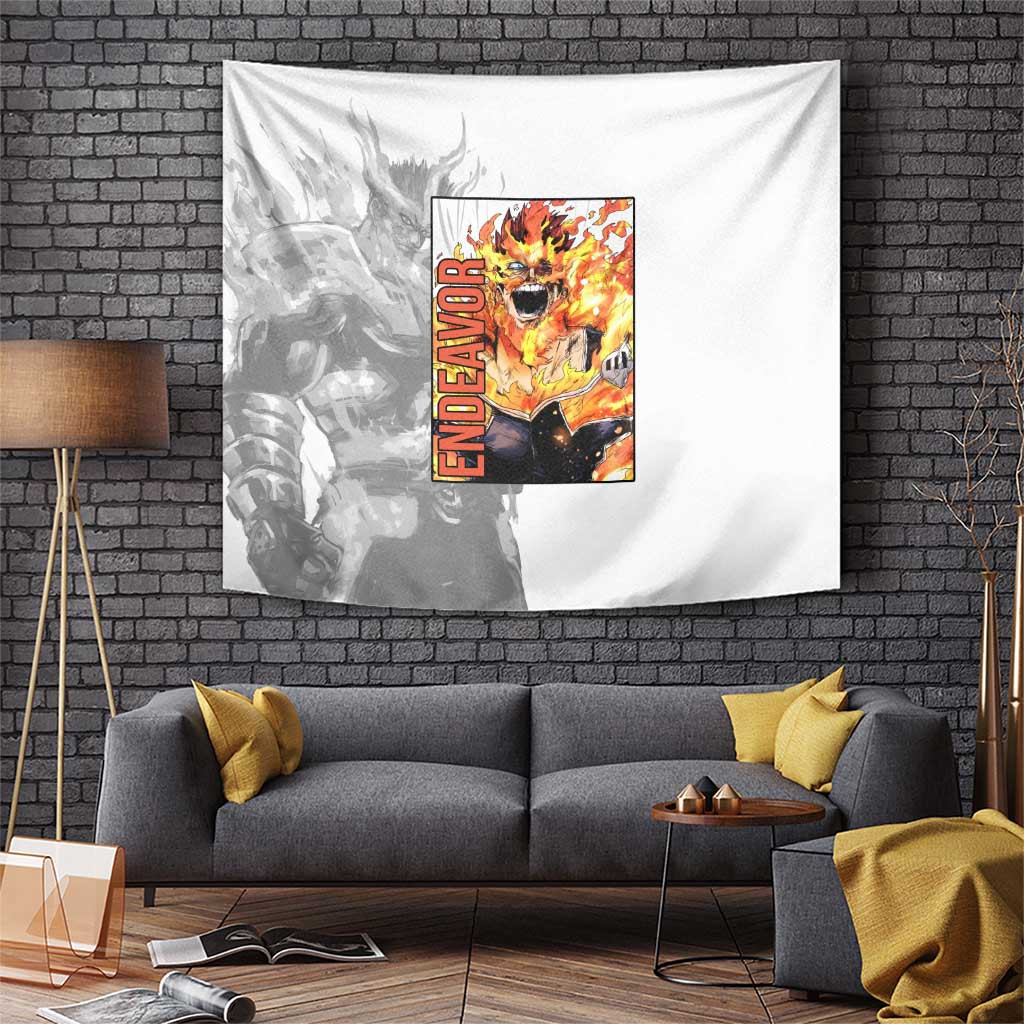 Endeavor My Hero Academia Tapestry With Blazing Fire Hero Presence