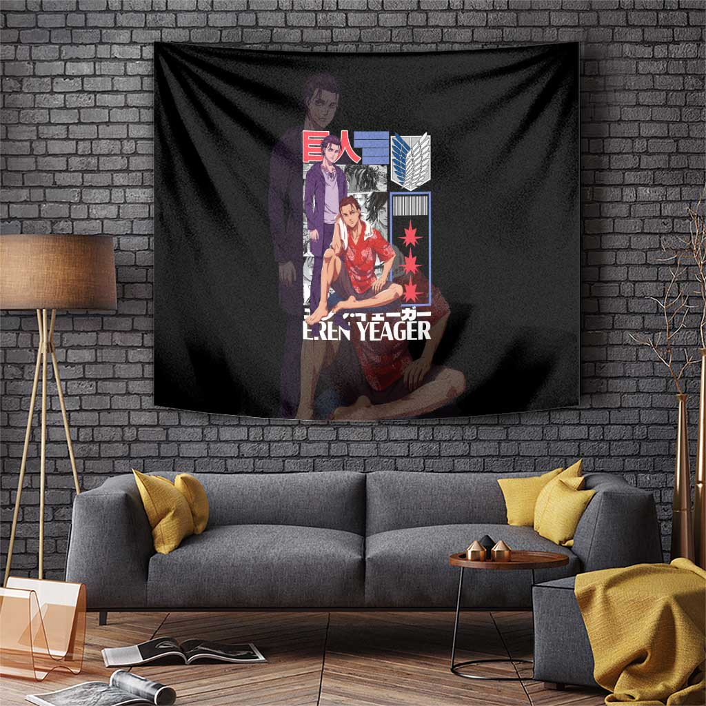 Eren Yeager V2 Attack On Titan Intense Titan Shifter Tapestry In Japan Anime Style