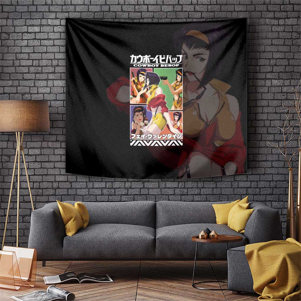 Faye Valentine Cowboy Bebop Tapestry With Black And Yellow Pop Art Panels