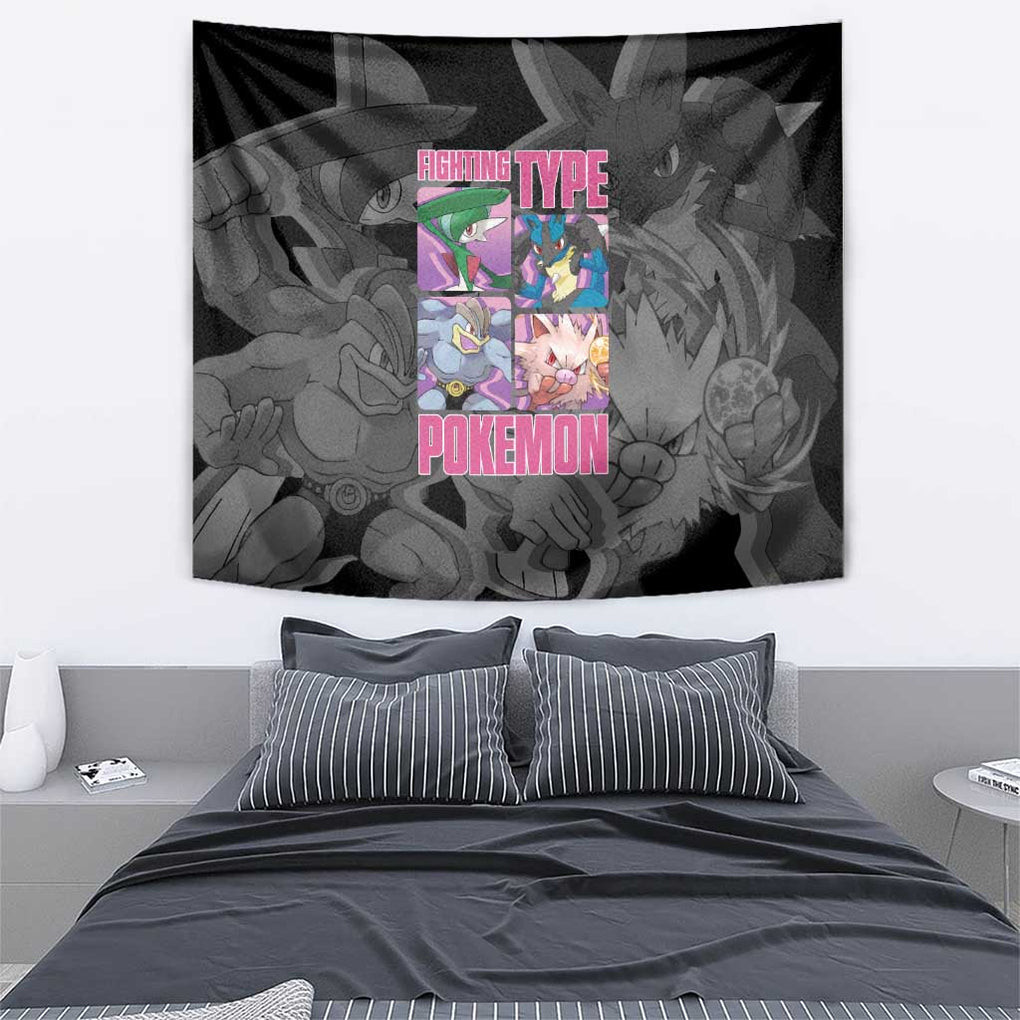 Fighting Type Pokemon Tapestry Anime Style