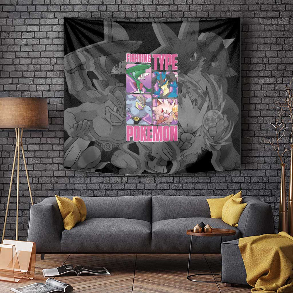 Fighting Type Pokemon Tapestry Anime Style