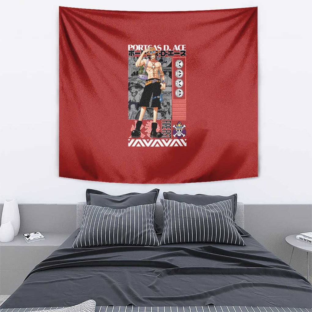 Fire Fist Portgas D Ace One Piece Tapestry Anime Style