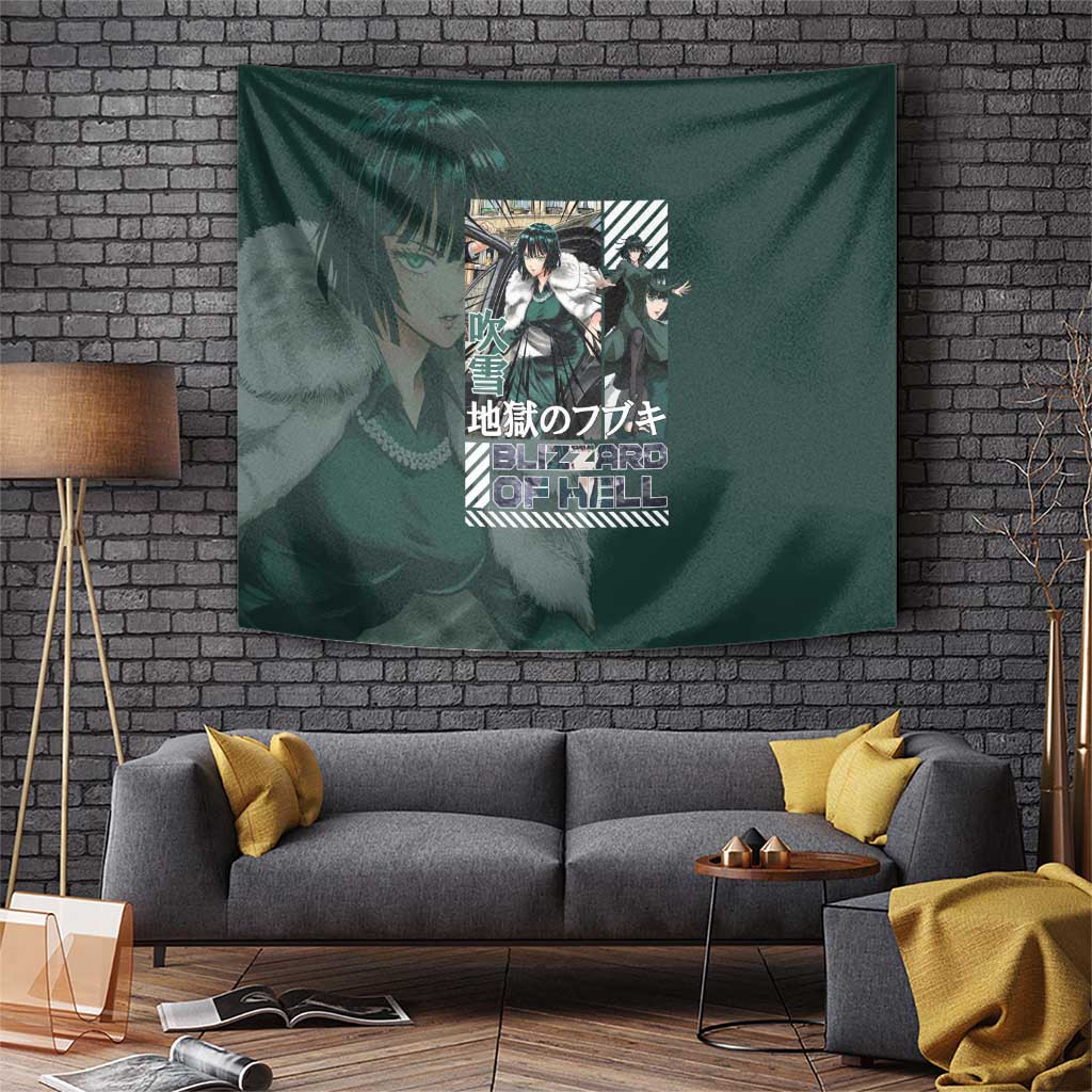 Fubuki One Punch Man Tapestry Blizzard Of Hell Anime In Green Design