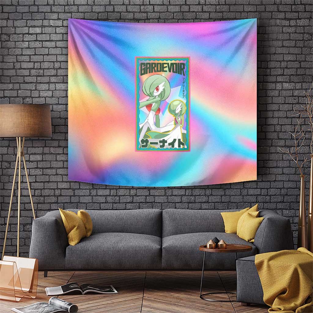 Gardevoir Poke Tapestry With Rainbow Pastel Fairy Aura Design