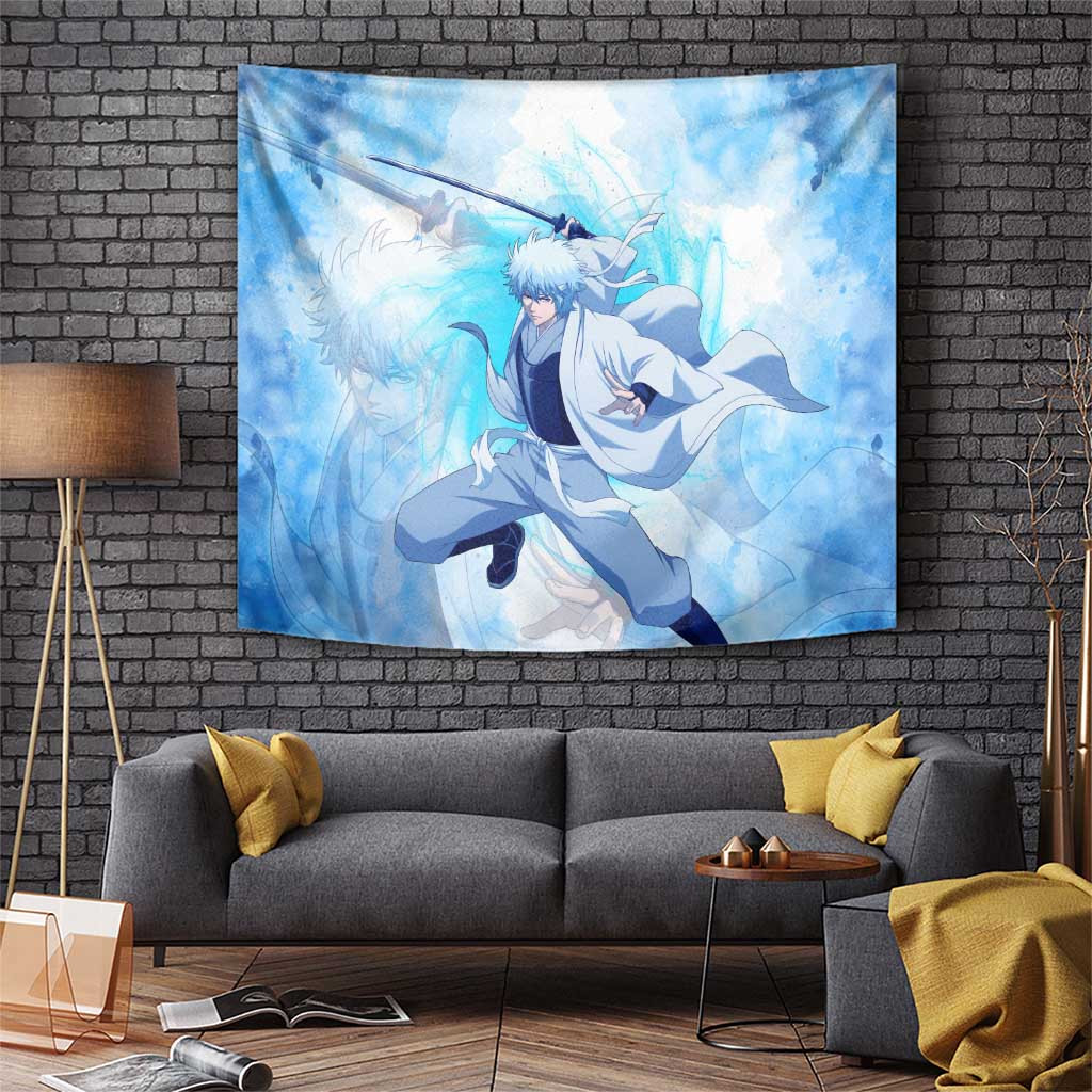 Gintoki Sakata Gintama Tapestry With Icy Blue Combat Aura